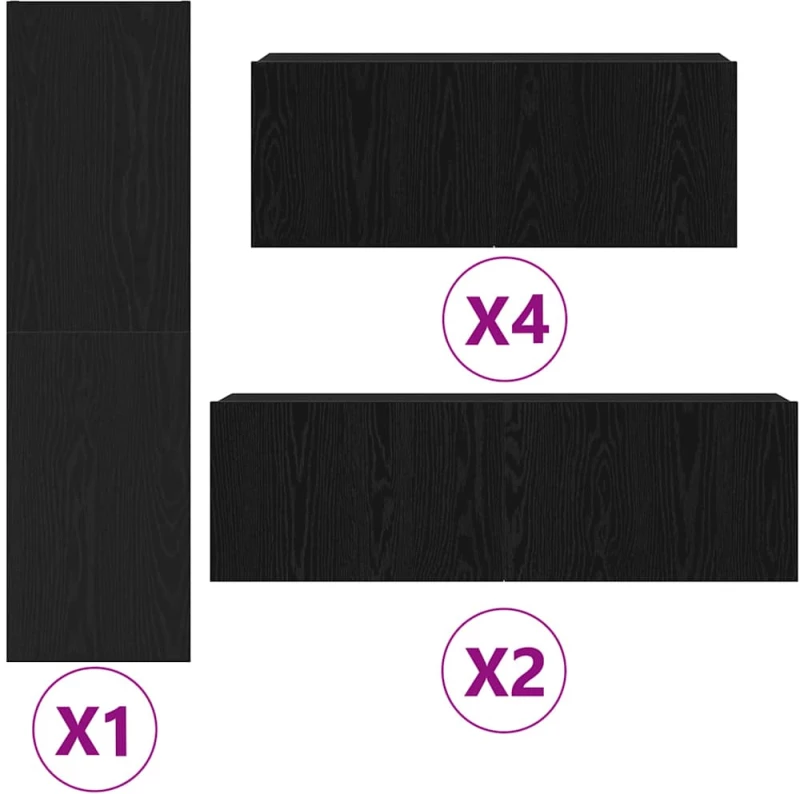 vidaXL Σετ επίπλου τηλεόρασης 9 pcs Μαύρη δρυς 30.5 x 30 x 110 εκ.