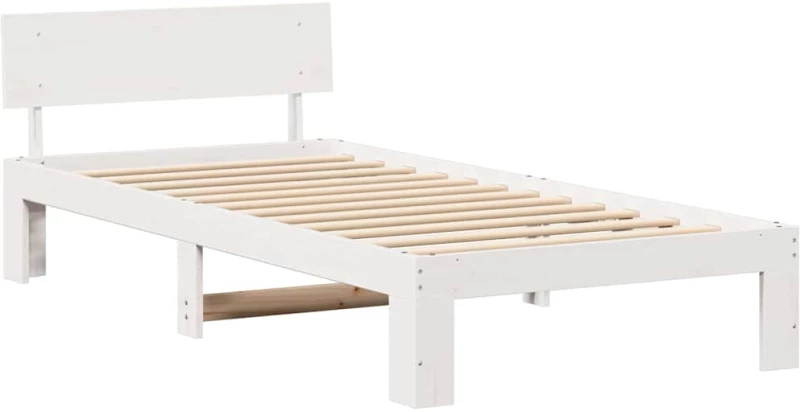 vidaXL Σκελετός Κρεβατιού Λευκό 90 x 190 cm Μασίφ ξύλο πεύκου