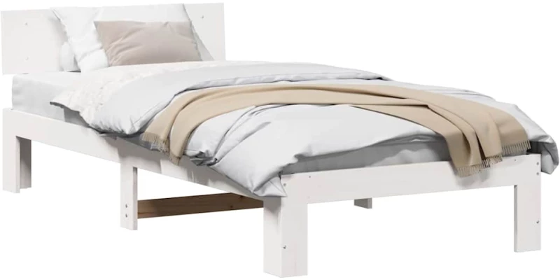 vidaXL Σκελετός Κρεβατιού Λευκό 90 x 190 cm Μασίφ ξύλο πεύκου