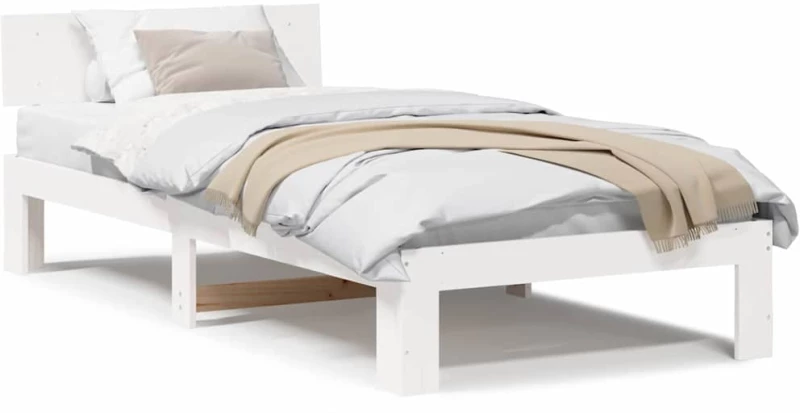 vidaXL Σκελετός Κρεβατιού Λευκό 90 x 190 cm Μασίφ ξύλο πεύκου