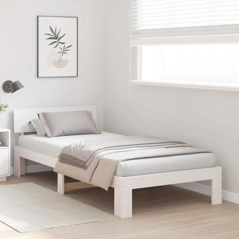 vidaXL Σκελετός Κρεβατιού Λευκό 90 x 190 cm Μασίφ ξύλο πεύκου