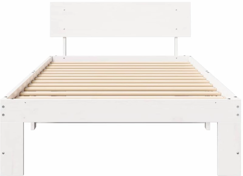 vidaXL Σκελετός Κρεβατιού Λευκό 90 x 190 cm Μασίφ ξύλο πεύκου