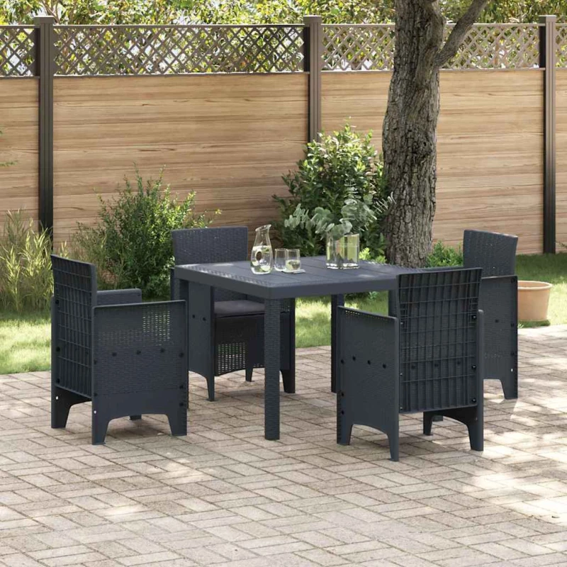 vidaXL Σέτ φαγητού για κήπο 5 pcs Ανθρακί Rattan Polt