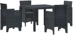 vidaXL Σέτ φαγητού για κήπο 5 pcs Ανθρακί Rattan Polt