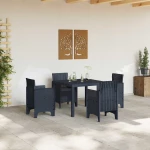 vidaXL Σέτ φαγητού για κήπο 5 pcs Ανθρακί Rattan Polt