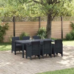 vidaXL Σέτ φαγητού για κήπο 7 pcs Ανθρακί Rattan Polt