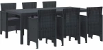 vidaXL Σέτ φαγητού για κήπο 7 pcs Ανθρακί Rattan Polt
