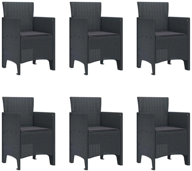 vidaXL Σέτ φαγητού για κήπο 7 pcs Ανθρακί Rattan Polt
