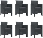 vidaXL Σέτ φαγητού για κήπο 7 pcs Ανθρακί Rattan Polt