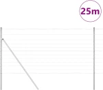 vidaXL Περίφραξη αγρού Ασημί 25 x 1.2 μ Γαλβανισμένος χάλυβας