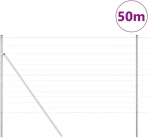 vidaXL Περίφραξη αγρού Ασημί 50 x 1.4 μ Γαλβανισμένος χάλυβας