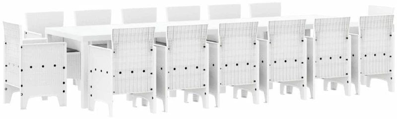 vidaXL Σέτ φαγητού για κήπο 15 pcs Λευκό Rattan Polt