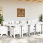 vidaXL Σέτ φαγητού για κήπο 15 pcs Λευκό Rattan Polt