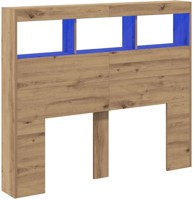 vidaXL Κεφαλάρι Ντουλάπι με LED artisan δρυς 121 x 17 x 102 εκ.