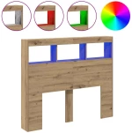 vidaXL Κεφαλάρι Ντουλάπι με LED artisan δρυς 121 x 17 x 102 εκ.