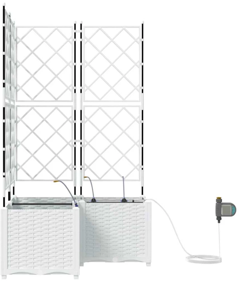 vidaXL Ζαρντινιέρες κήπου Λευκό 80 x 80 x 142 cm Ατσάλι