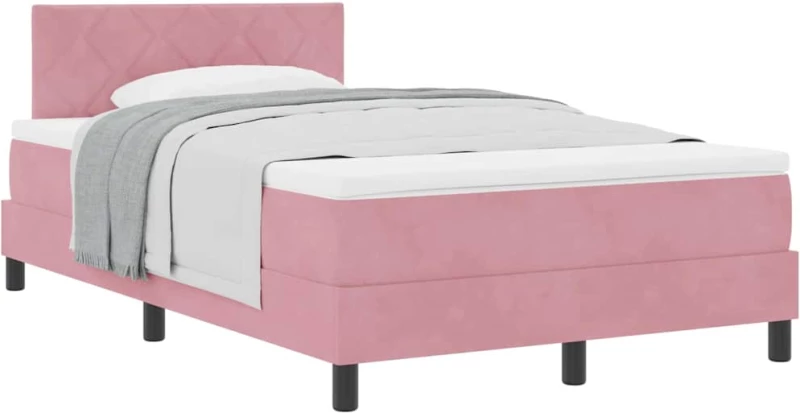 vidaXL Κρεβάτι με Ελατήρια και Στρώμα Ροζ 120 x 190 cm ύφασμα