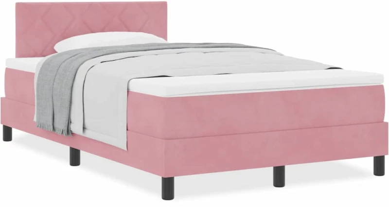 vidaXL Κρεβάτι με Ελατήρια και Στρώμα Ροζ 120 x 190 cm ύφασμα