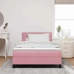 vidaXL Κρεβάτι με Ελατήρια και Στρώμα Ροζ 120 x 190 cm ύφασμα