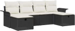 vidaXL Σετ Καναπέ Κήπου με μαξιλάρι 6 pcs Μαύρο Πολυ ράταν