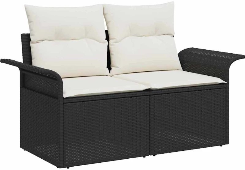 vidaXL Σετ Καναπέ Κήπου με μαξιλάρι 6 pcs Μαύρο Πολυ ράταν