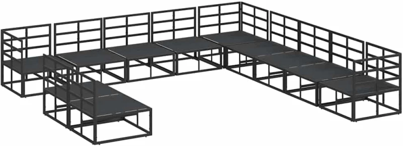 vidaXL Σετ Καναπέ Κήπου με μαξιλάρι 11 pcs Μαύρο Αλουμίνιο