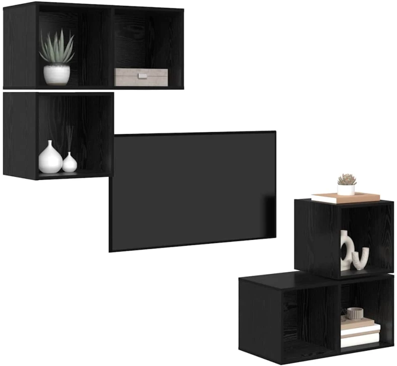 vidaXL Σετ επίπλου τηλεόρασης 4 pcs Μαύρη δρυς 37 x 37 x 72 εκ