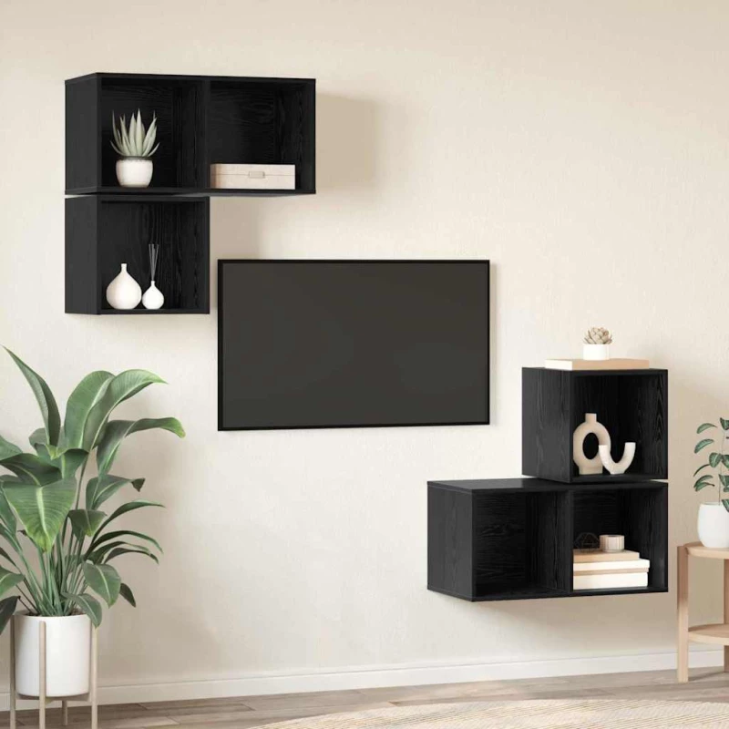vidaXL Σετ επίπλου τηλεόρασης 4 pcs Μαύρη δρυς 37 x 37 x 72 εκ