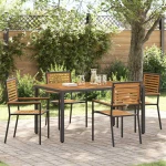 vidaXL Καρέκλες κήπου που σωριάζονται 4 pcs Καφέ και Μαύρο