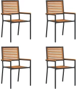 vidaXL Καρέκλες κήπου που σωριάζονται 4 pcs Καφέ και Μαύρο