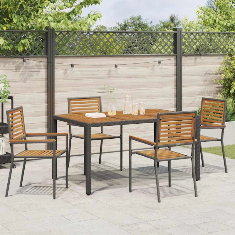vidaXL Καρέκλες κήπου που σωριάζονται 4 pcs Καφέ και Μαύρο