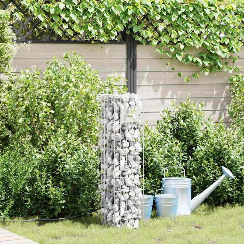 vidaXL Στήλη Gabion Ασημί 25 x 25 x 100 cm Ανοξείδωτο ατσάλι