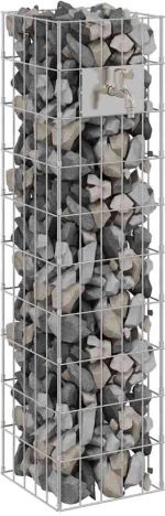 vidaXL Στήλη Gabion Ασημί 25 x 25 x 100 cm Ανοξείδωτο ατσάλι