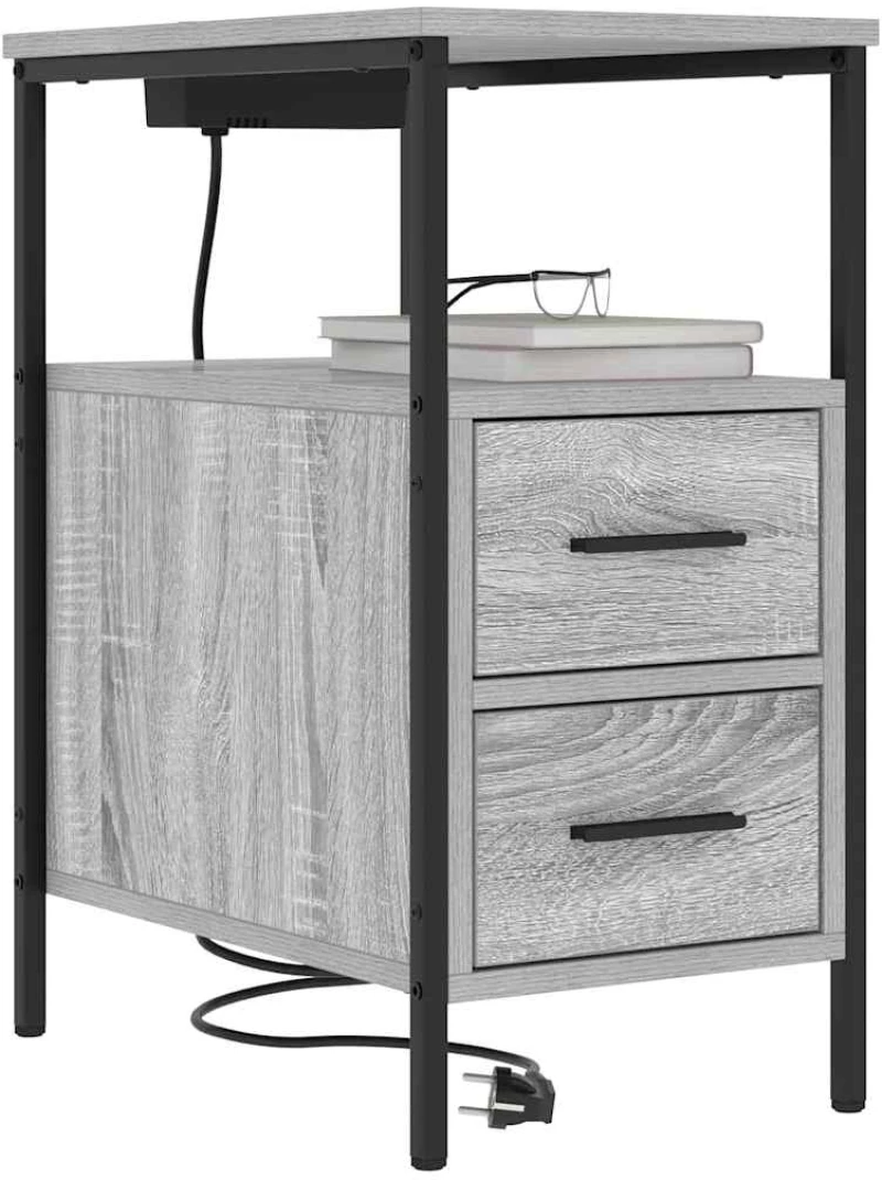 vidaXL Κομοδίνο 2 pcs Γκρι sonoma 30 x 48 x 61 εκ Επεξεργασμένο ξύλο