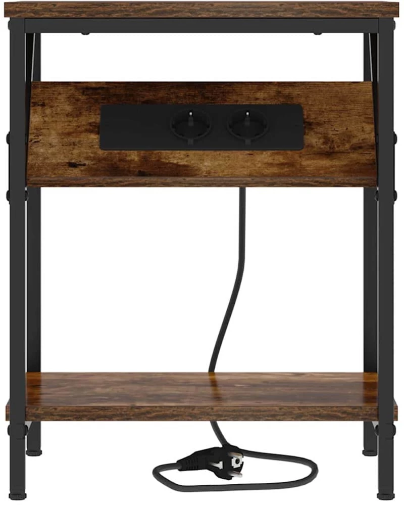 vidaXL Κομοδίνο 2 pcs Καπνιστή δρυς 38 x 30 x 48 εκ.