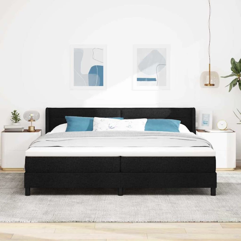 vidaXL Κρεβάτι box spring με στρώμα με στρώμα Μαύρο 200 x 200 cm