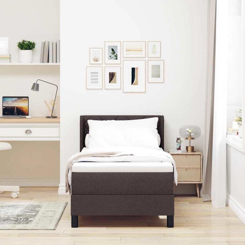 vidaXL Κρεβάτι box spring με στρώμα με στρώμα Σκούρο Καφέ 80 x 200 cm