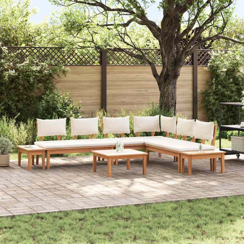 vidaXL Σετ Παγκάκι Κήπου με μαξιλάρι 4 pcs Καφέ και Κρέμα