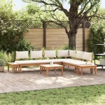 vidaXL Σετ Παγκάκι Κήπου με μαξιλάρι 4 pcs Καφέ και Κρέμα