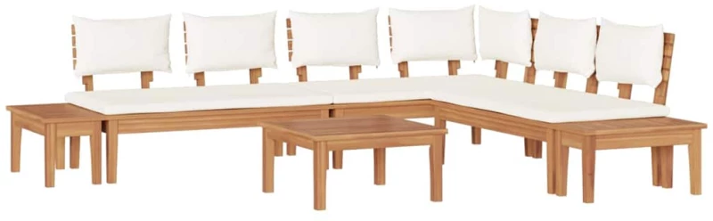 vidaXL Σετ Παγκάκι Κήπου με μαξιλάρι 4 pcs Καφέ και Κρέμα