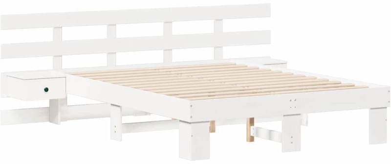 vidaXL Σκελετός Κρεβατιού με συρτάρι Λευκό 140 x 190 cm