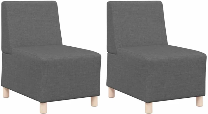 vidaXL Μοναδικός Καναπές χωρίς Χερούλια 2 pcs Σκούρο γκρι