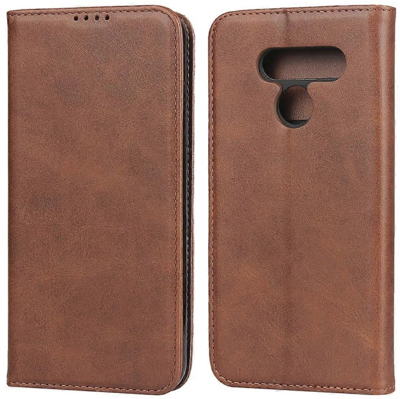 For LG K50 Calf Texture Magnetic Horizontal Flip Leather Case with Holder & Card Slots & Wallet(Brown)