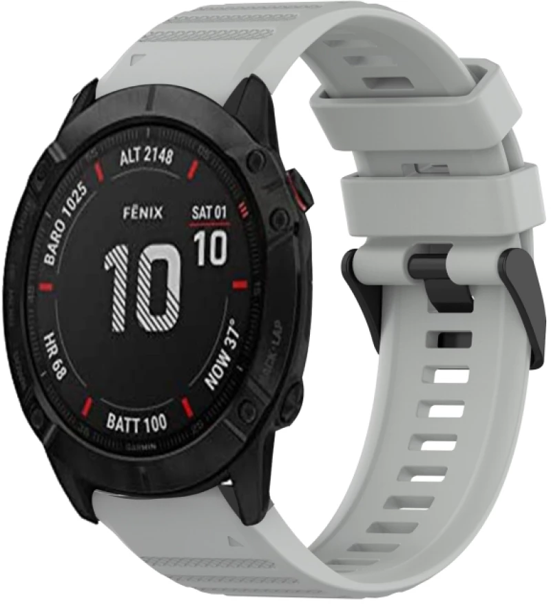 For Garmin Fenix 6X Sapphire 26mm Horizontal Texture Silicone Watch Band with Removal Tool(Grey)
