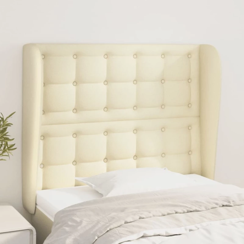 vidaXL Κεφαλάρι με Πτερύγια Κρεμ 93x23x118/128 εκ. Συνθετικό Δέρμα