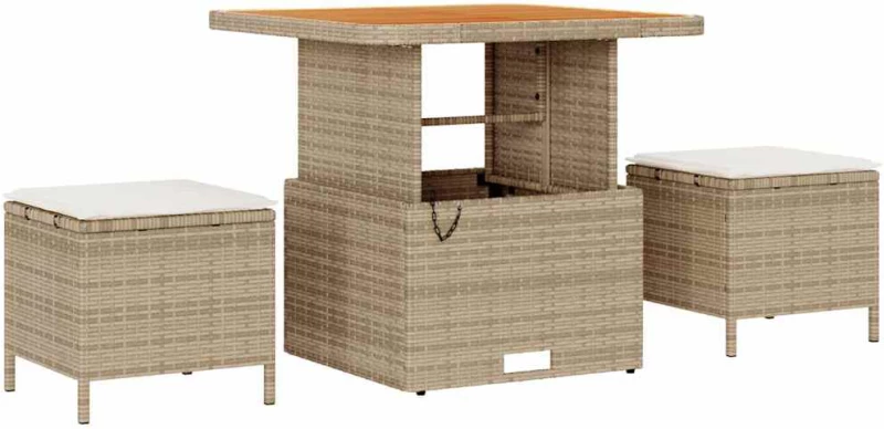 vidaXL Σετ Καναπέ Κήπου με μαξιλάρι 8 pcs Μπεζ Πολυ ράταν