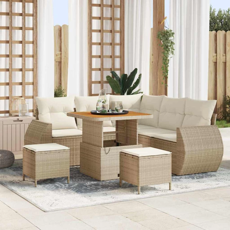 vidaXL Σετ Καναπέ Κήπου 8 pcs μπεζ και κρεμ 80 x 80 x 71 cm