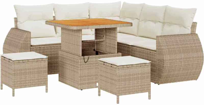 vidaXL Σετ Καναπέ Κήπου 8 pcs μπεζ και κρεμ 80 x 80 x 71 cm