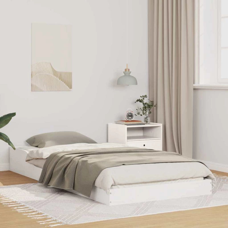 vidaXL Σκελετός Κρεβατιού Λευκό 90 x 200 cm Μασίφ ξύλο πεύκου
