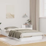 vidaXL Κρεβάτι δαπέδου Λευκό 100 x 200 cm Μασίφ ξύλο πεύκου